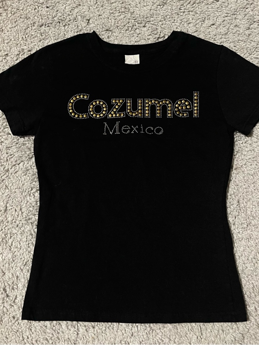 Cozumel Vintage 2000s Mexico Studded Black Women's Tee